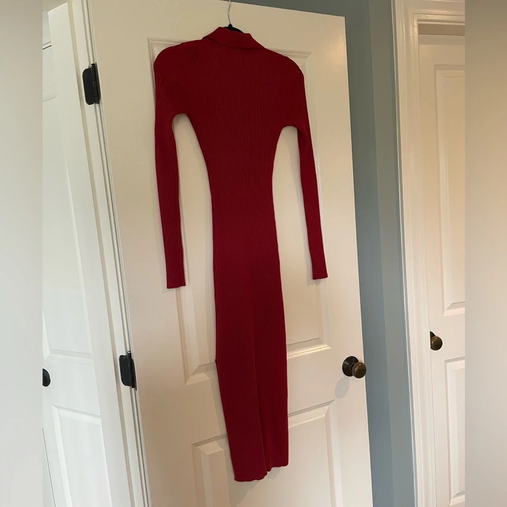 Abercrombie & Fitch Ribbed Polo Midi Sweater Dress